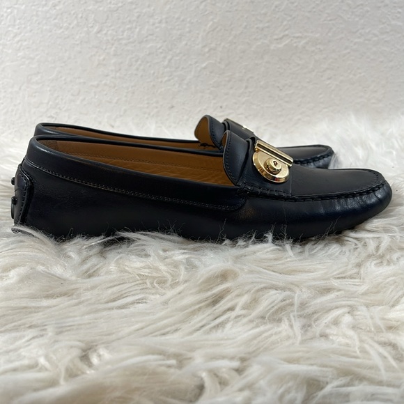 SALVATORE FERRAGAMO Black Suede Leather Slip On Griotte Driving Loafer Size 6.5M - Picture 4 of 16